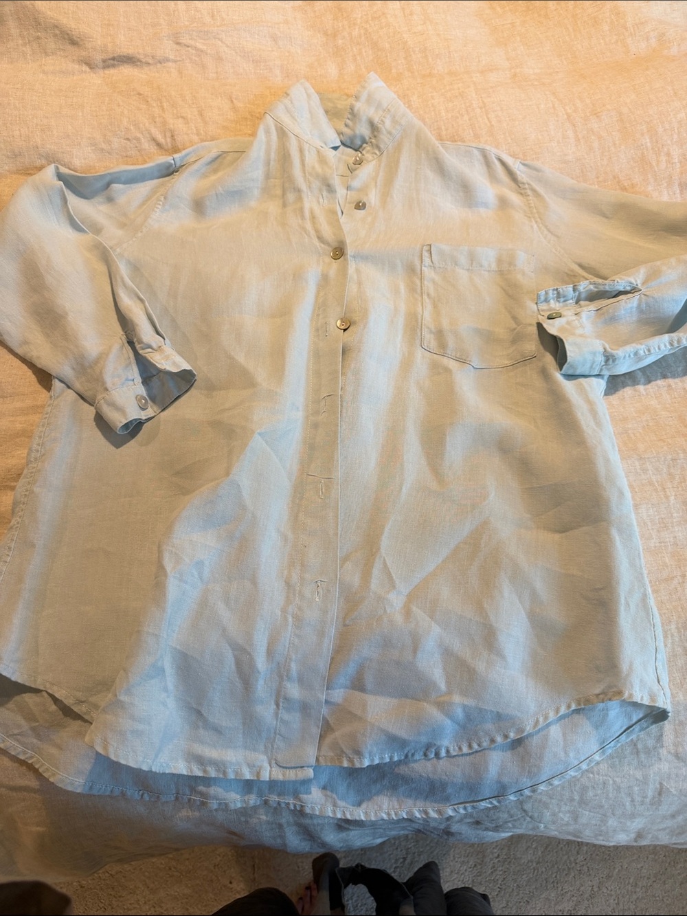Linen Shed oversized Light Blue linen Button-Up Shirt - XL